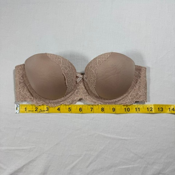 Victoria's Secret Lace Dream Angel Bra Beige Strapless Underwired Lace 32B - Picture 7 of 8